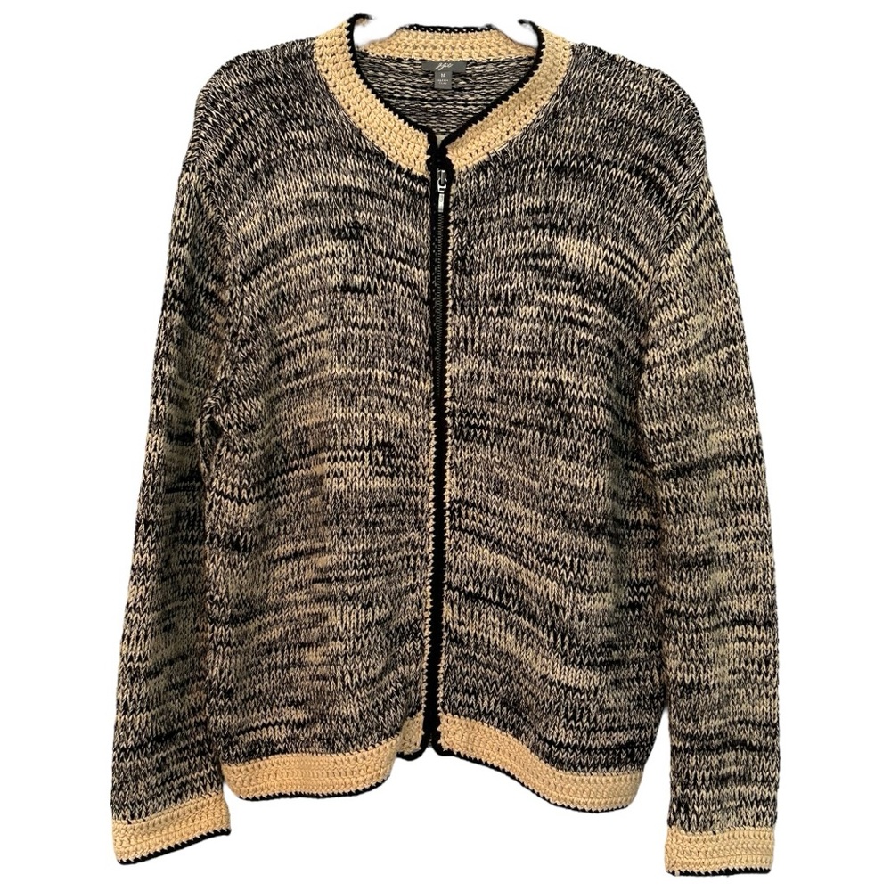 J. Jill Women's Full‎ Zip Knit and Crochet Cardigan Sz M